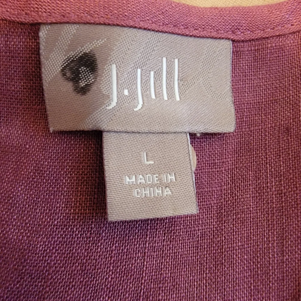 J. Jill 100% Linen Embroidered and Pleated Relaxed Fit Purple Tank Size L - Picture 8 of 8